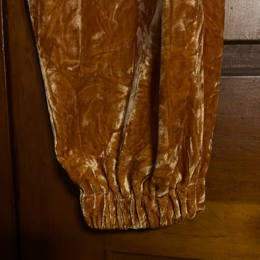 Urban Outfitters Crushed Velvet Burnt Orange Pull On Joggers with Pockets‎ - Picture 4 of 8